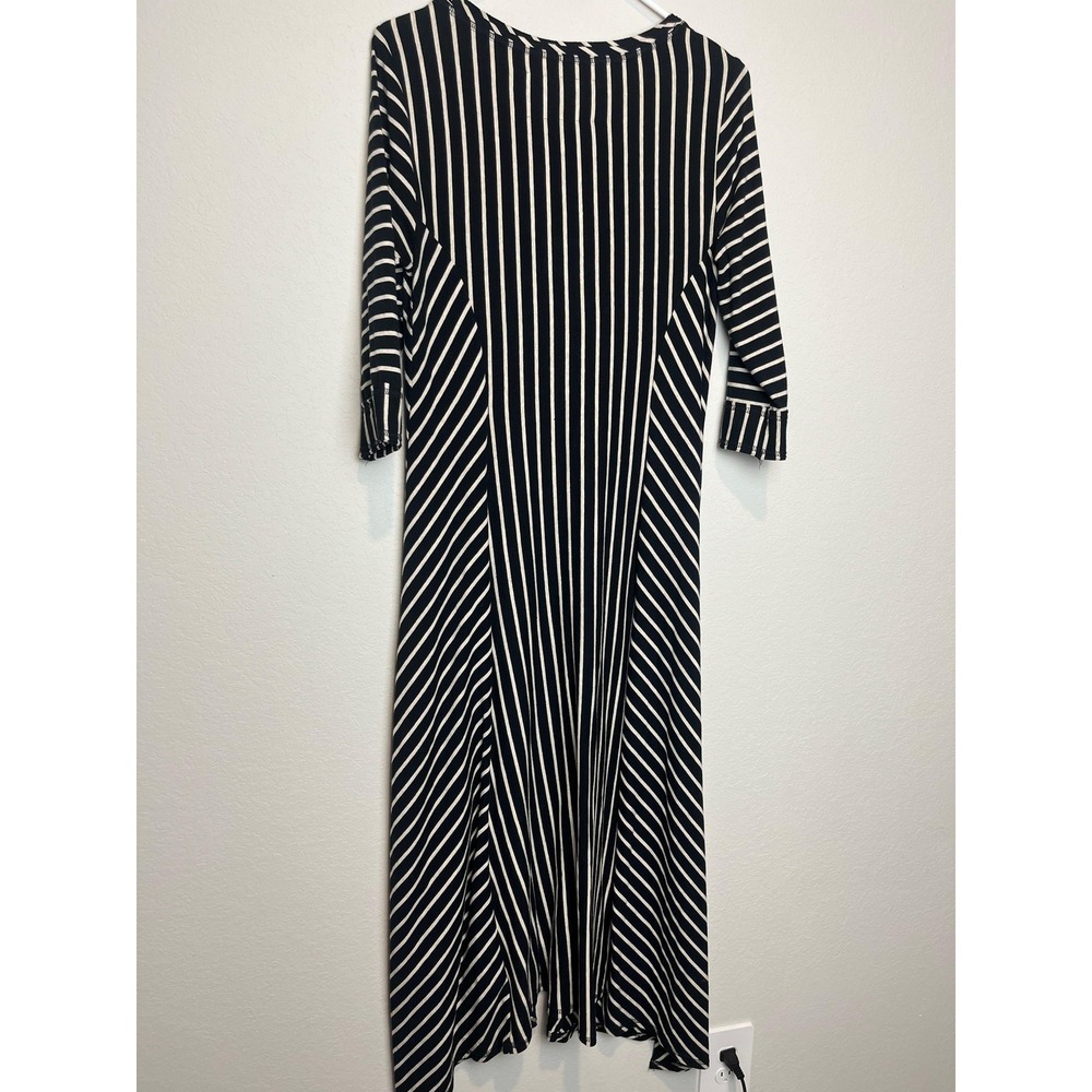 Saturday Sunday Dress Womens M Black Striped T Shirt 3/4 Sleeve Maxi Casual - Picture 4 of 6